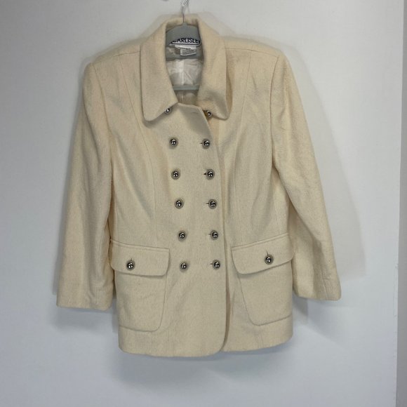 Carlisle 100% wool white military style jacket US 12 - Picture 1 of 6